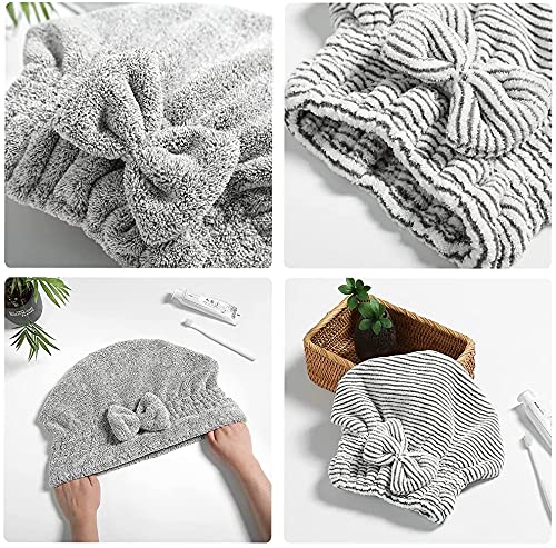 SportMore Microfiber Hair Towel Cap,Soft Absorbent Quick Drying Cap for Curly Thick Hair, Wrap Cap for Women Girls-Set of 2 Pcs